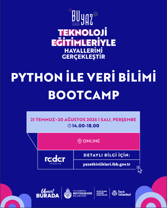İBB’den Ücretsiz, Sertifikalı ve Online Python ve Veri Bilimi Eğitimi! ile ilgili fırsat görseli